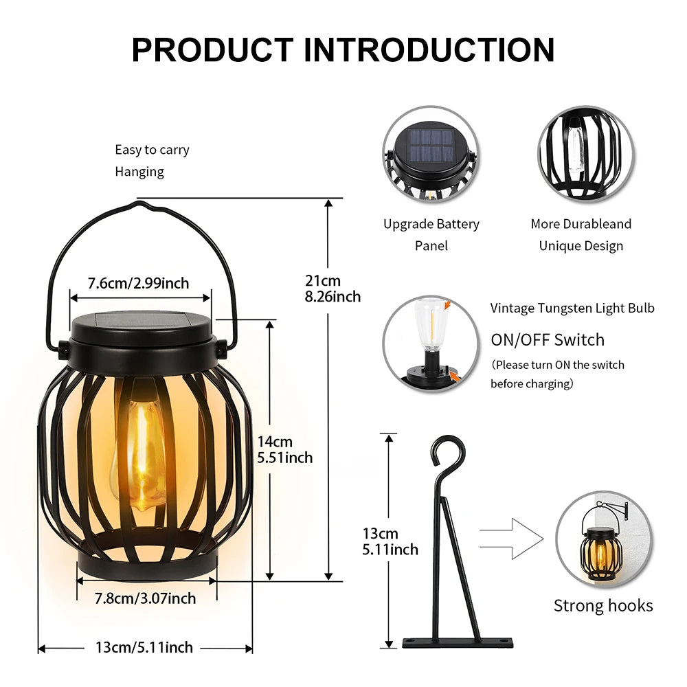 The electric lantern is charged by a solar battery