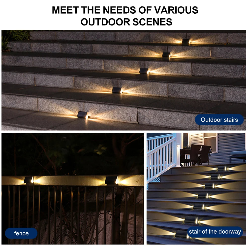 The stair lights are charged with solar energy